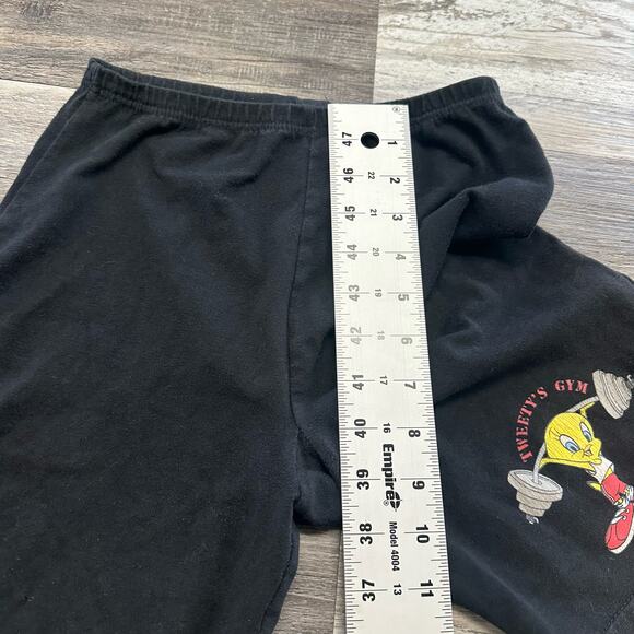 Vintage 90s Looney Tunes Tweety's Gym Black Womens M Stretch Booty Shorts Sweats - Picture 9 of 10